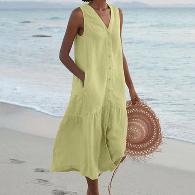 Image of Women's Button-Down A-Line Midi Dress