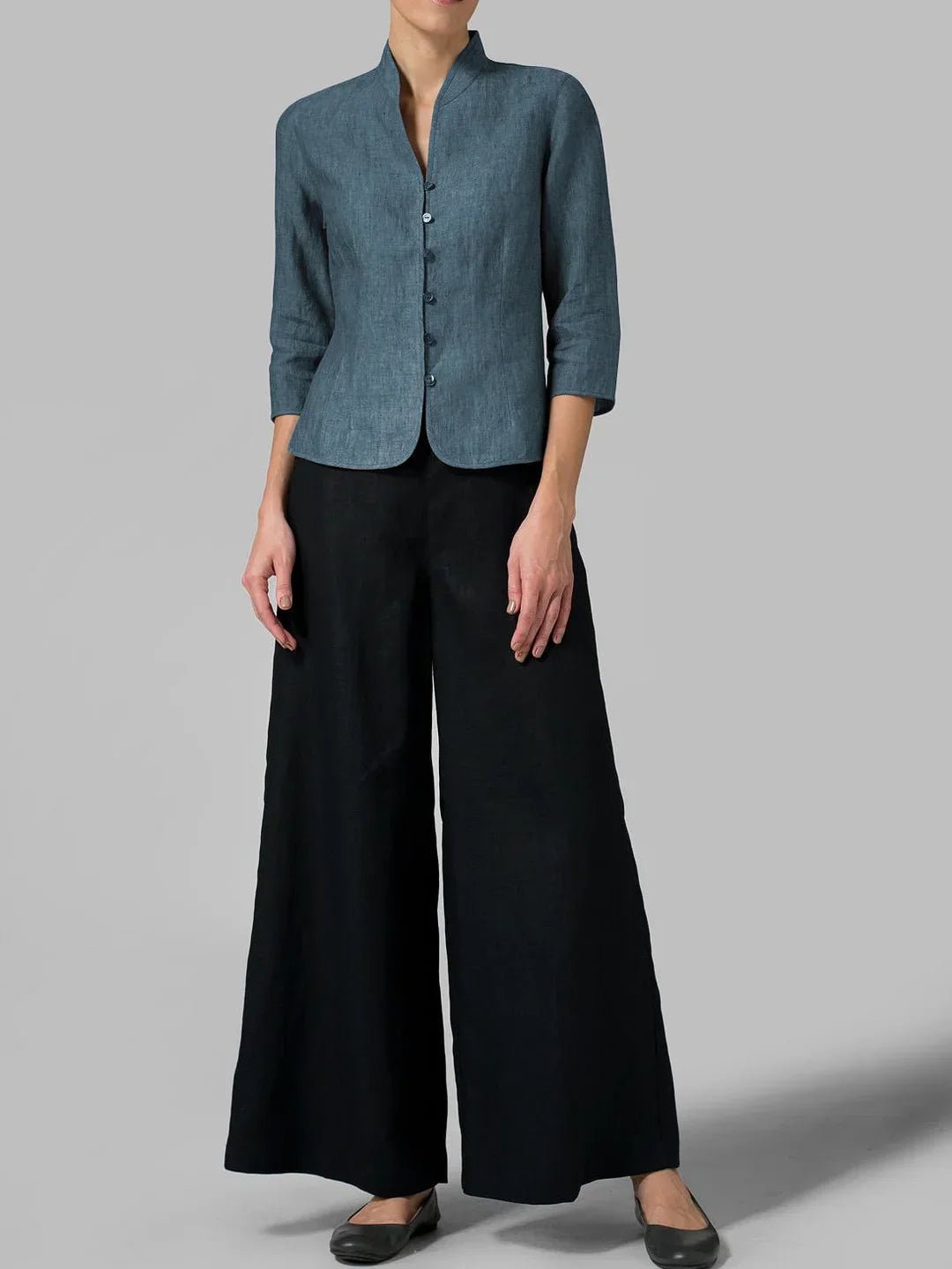 Image of Women's Button-Down Mandarin Collar Blouse