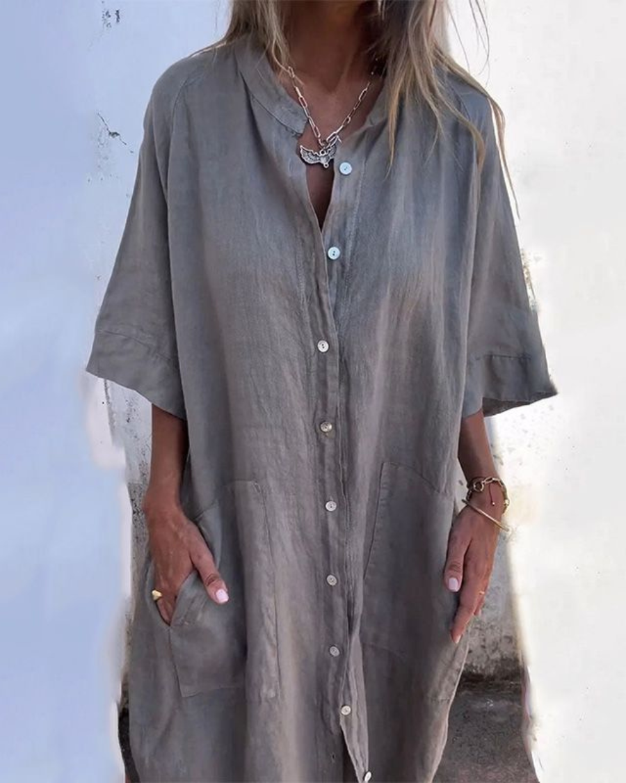 Image of Women's Button-Down Midi Shirt Dress