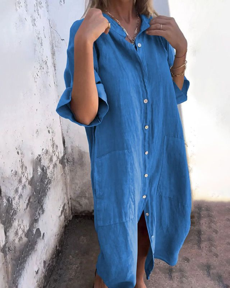 Image of Women's Button-Down Midi Shirt Dress
