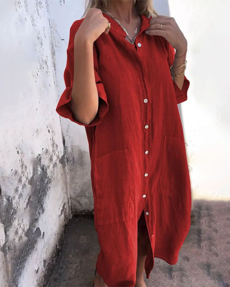 Image of Women's Button-Down Midi Shirt Dress
