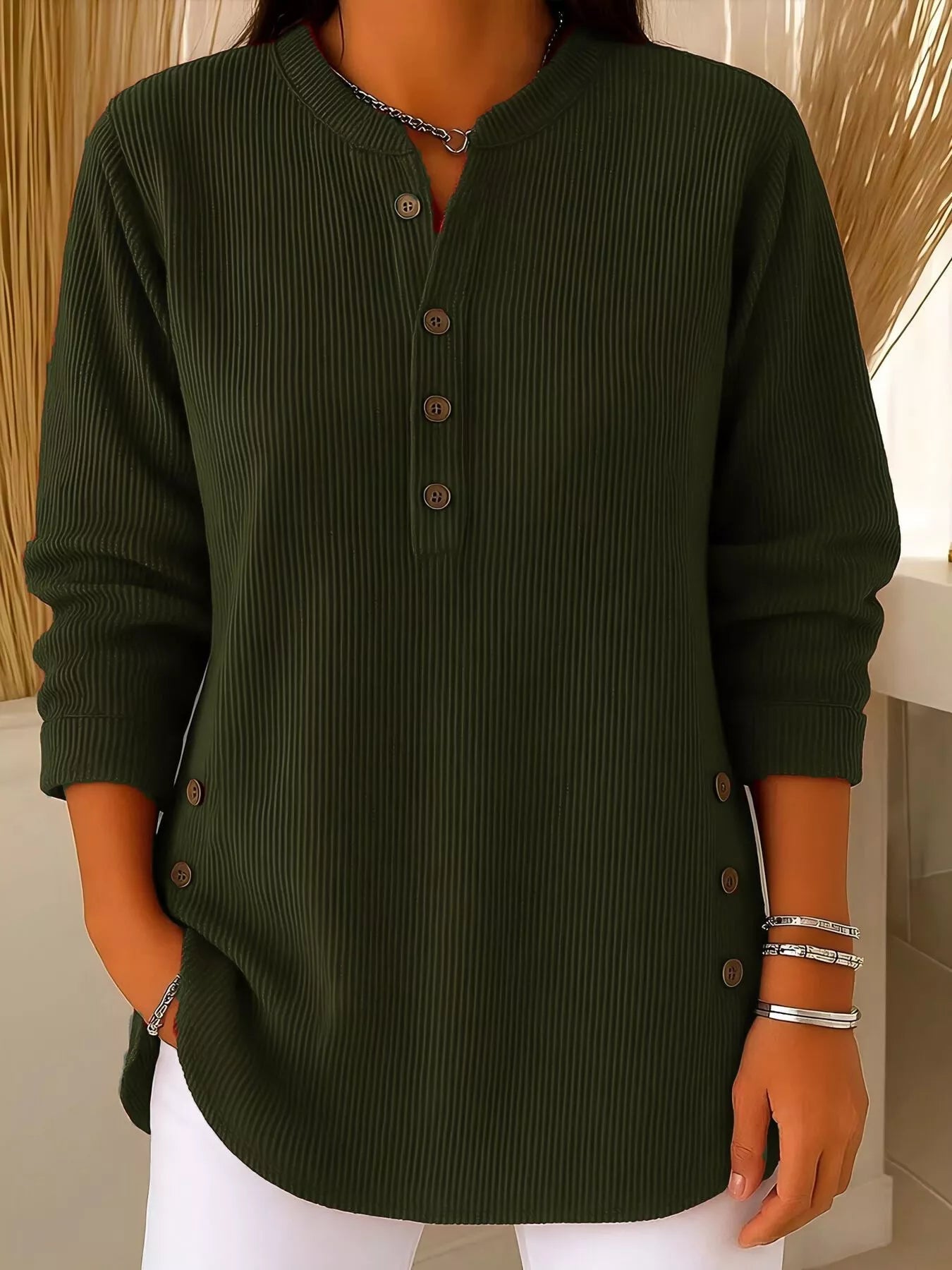 Image of Women's Button-Down Ribbed Knit Sweater Top