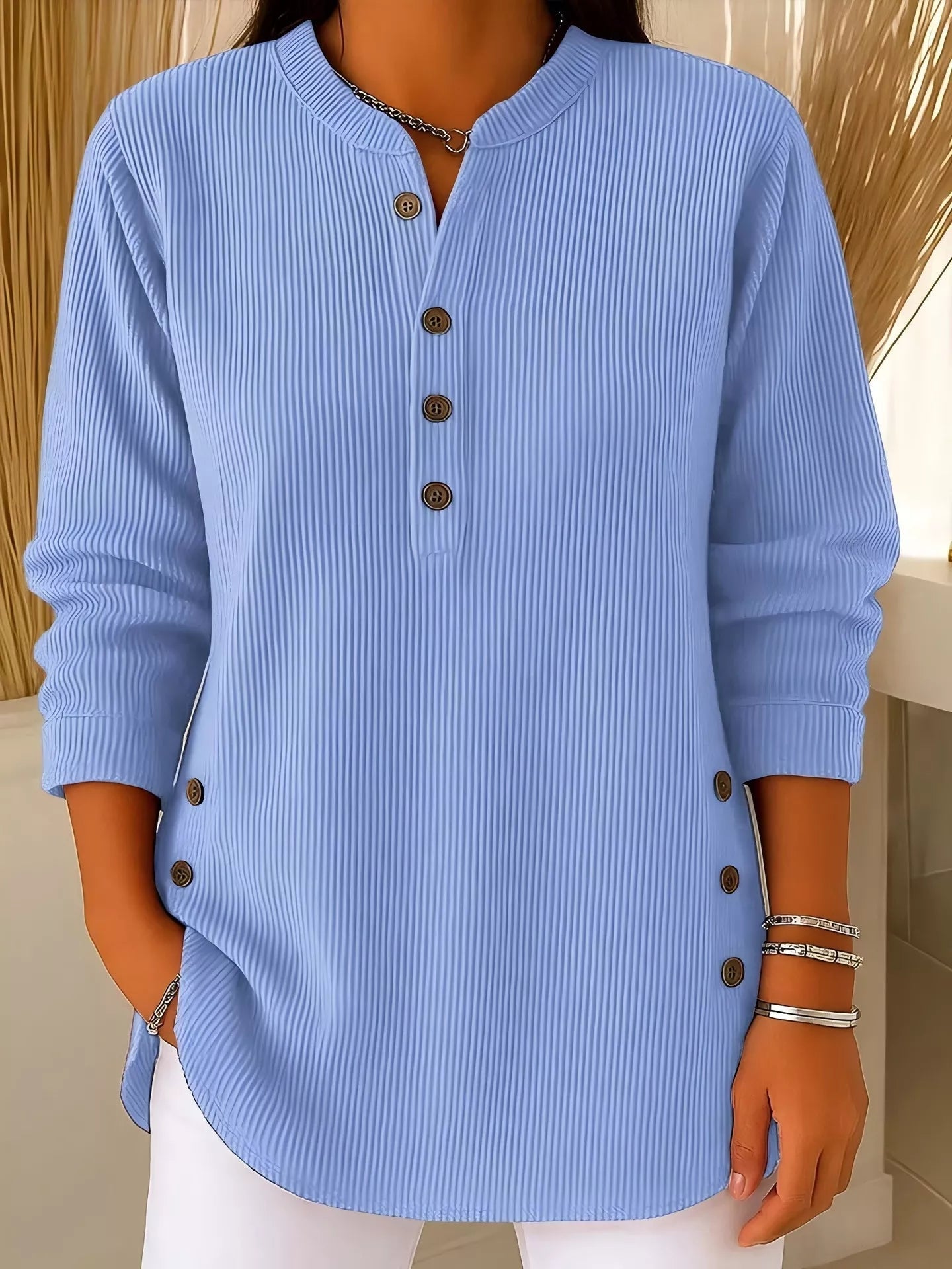 Image of Women's Button-Down Ribbed Knit Sweater Top