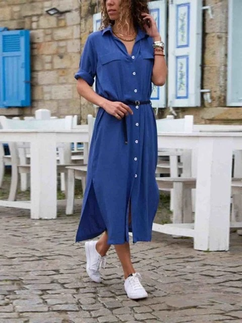Image of Women's Button-Down Shirt Midi Dress