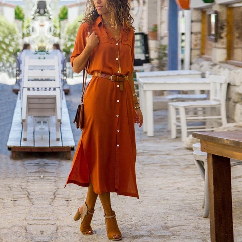 Image of Women's Button-Down Shirt Midi Dress