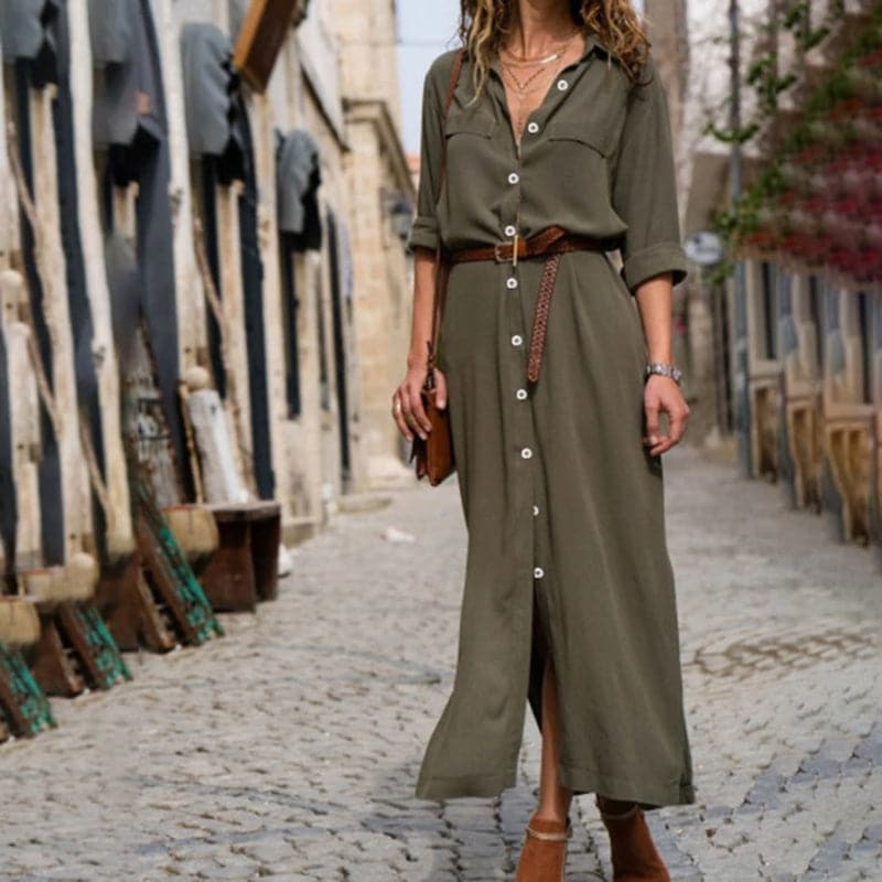 Image of Women's Button-Down Shirt Midi Dress