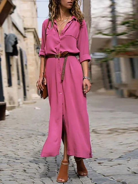 Image of Women's Button-Down Shirt Midi Dress