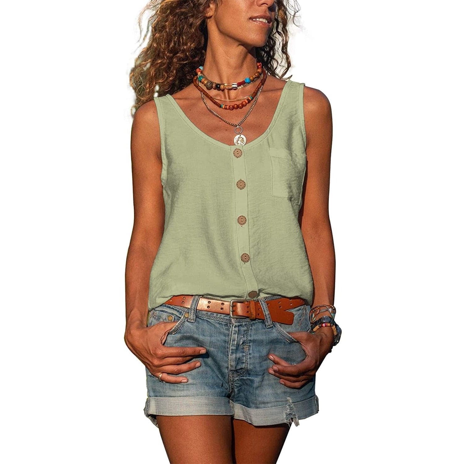 Image of Women's Button-Down Sleeveless Top