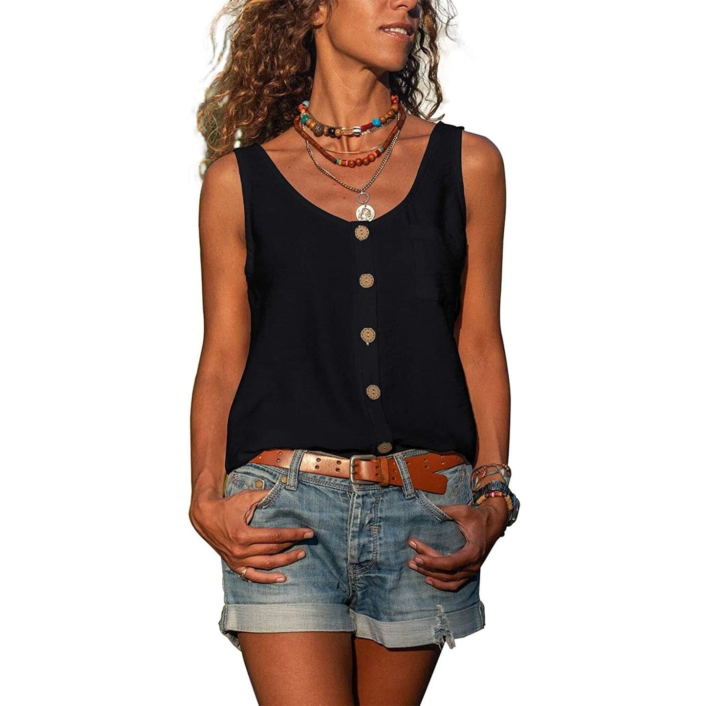 Image of Women's Button-Down Sleeveless Top