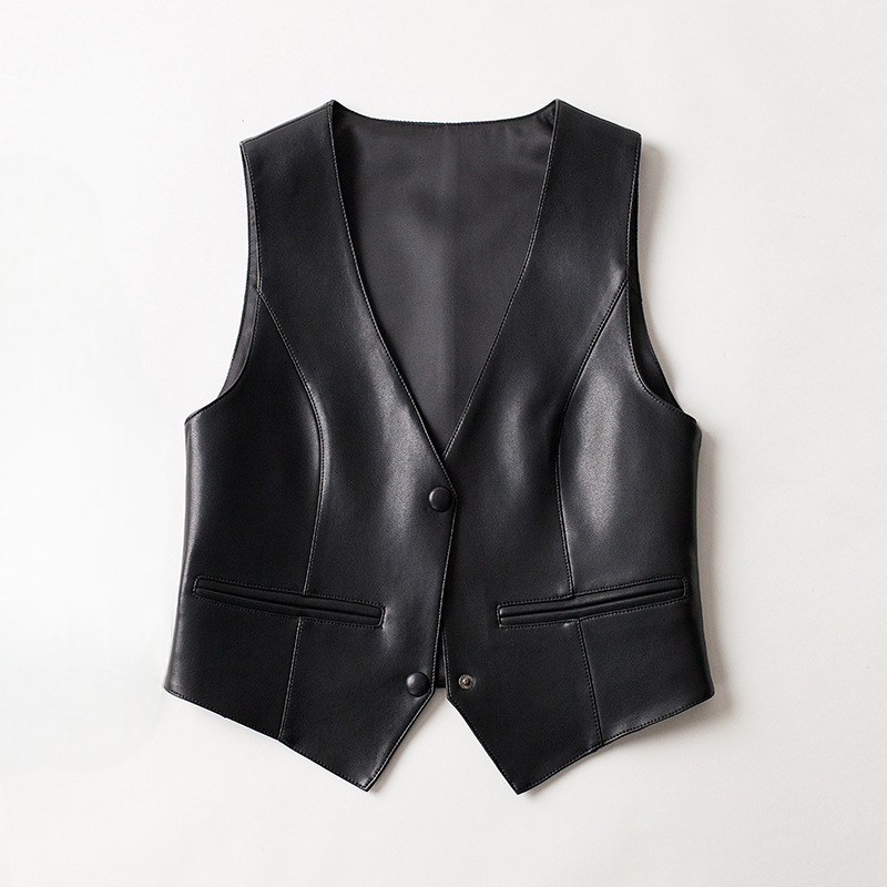 Image of Women's Button-Front Sleeveless Vest Jacket