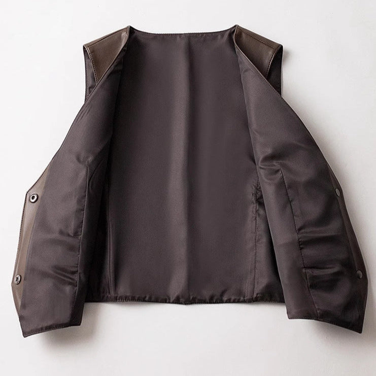 Image of Women's Button-Front Sleeveless Vest Jacket