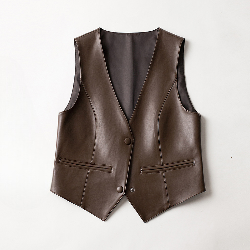 Image of Women's Button-Front Sleeveless Vest Jacket
