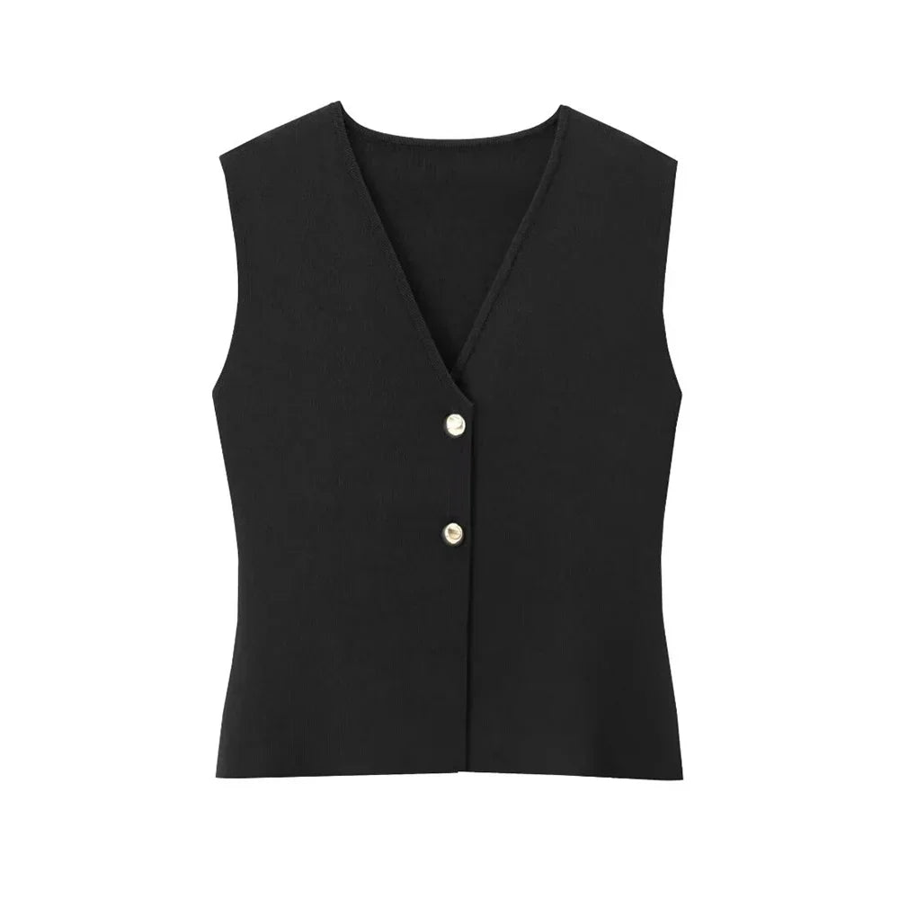 Image of Women's Button-Front V-Neck Sleeveless Top
