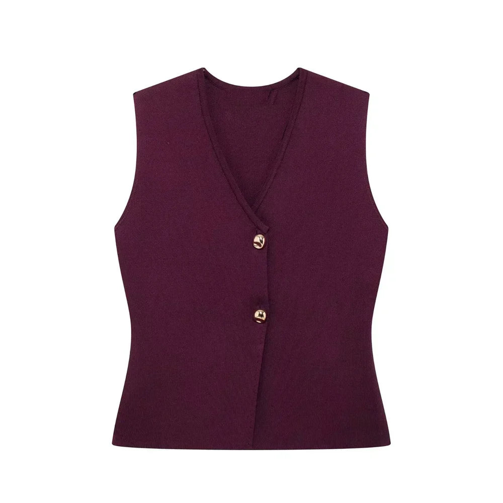 Image of Women's Button-Front V-Neck Sleeveless Top