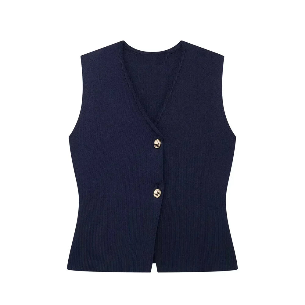 Image of Women's Button-Front V-Neck Sleeveless Top