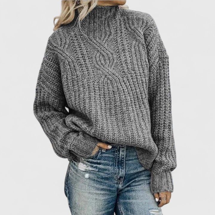 Image of Women's Cable Knit Mock Neck Sweater