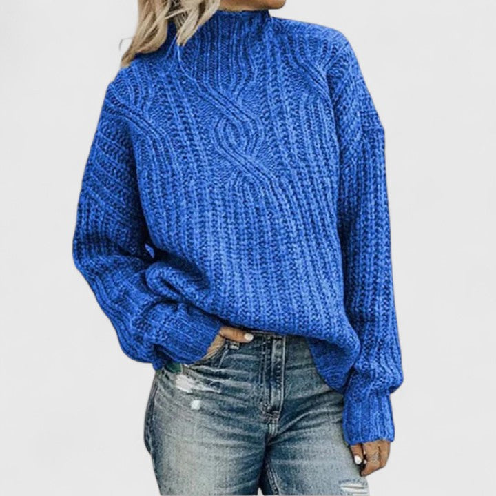 Image of Women's Cable Knit Mock Neck Sweater