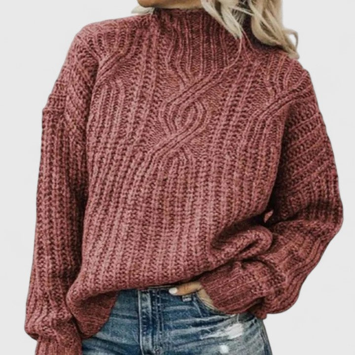 Image of Women's Cable Knit Mock Neck Sweater