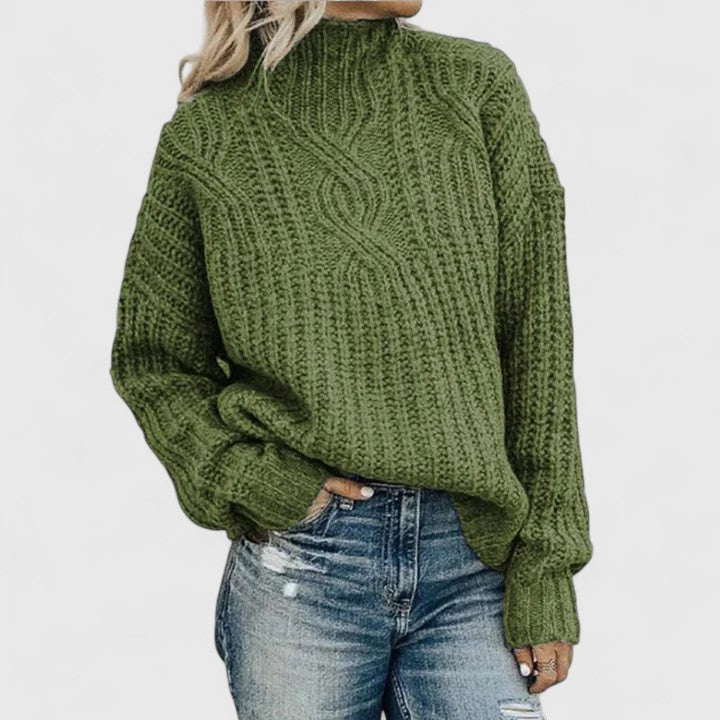 Image of Women's Cable Knit Mock Neck Sweater