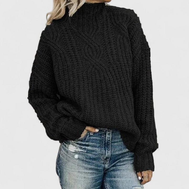 Image of Women's Cable Knit Mock Neck Sweater