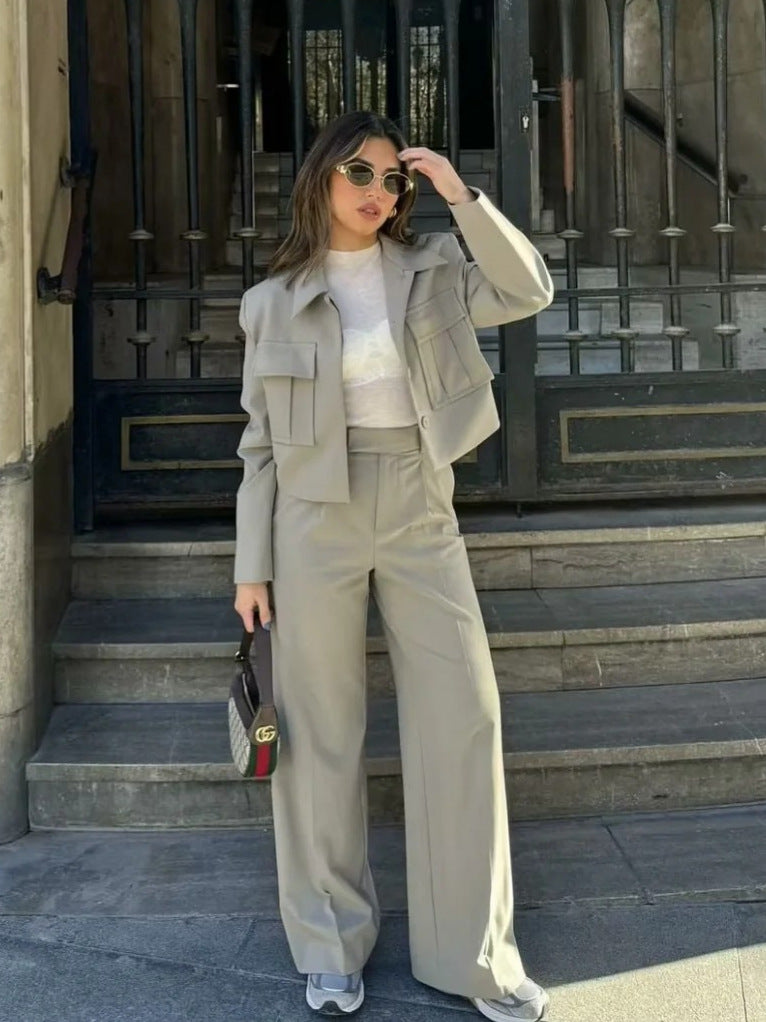 Image of Women's Cropped Jacket Two-Piece Set