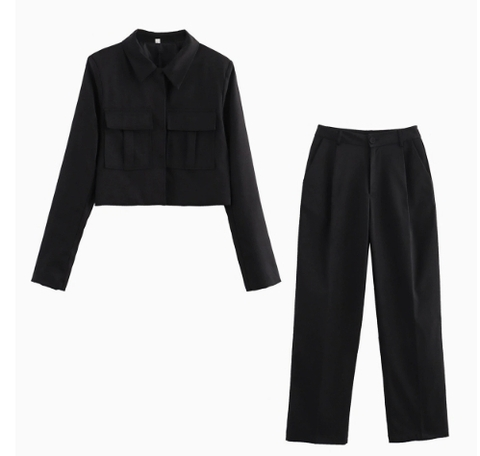 Image of Women's Cropped Jacket Two-Piece Set