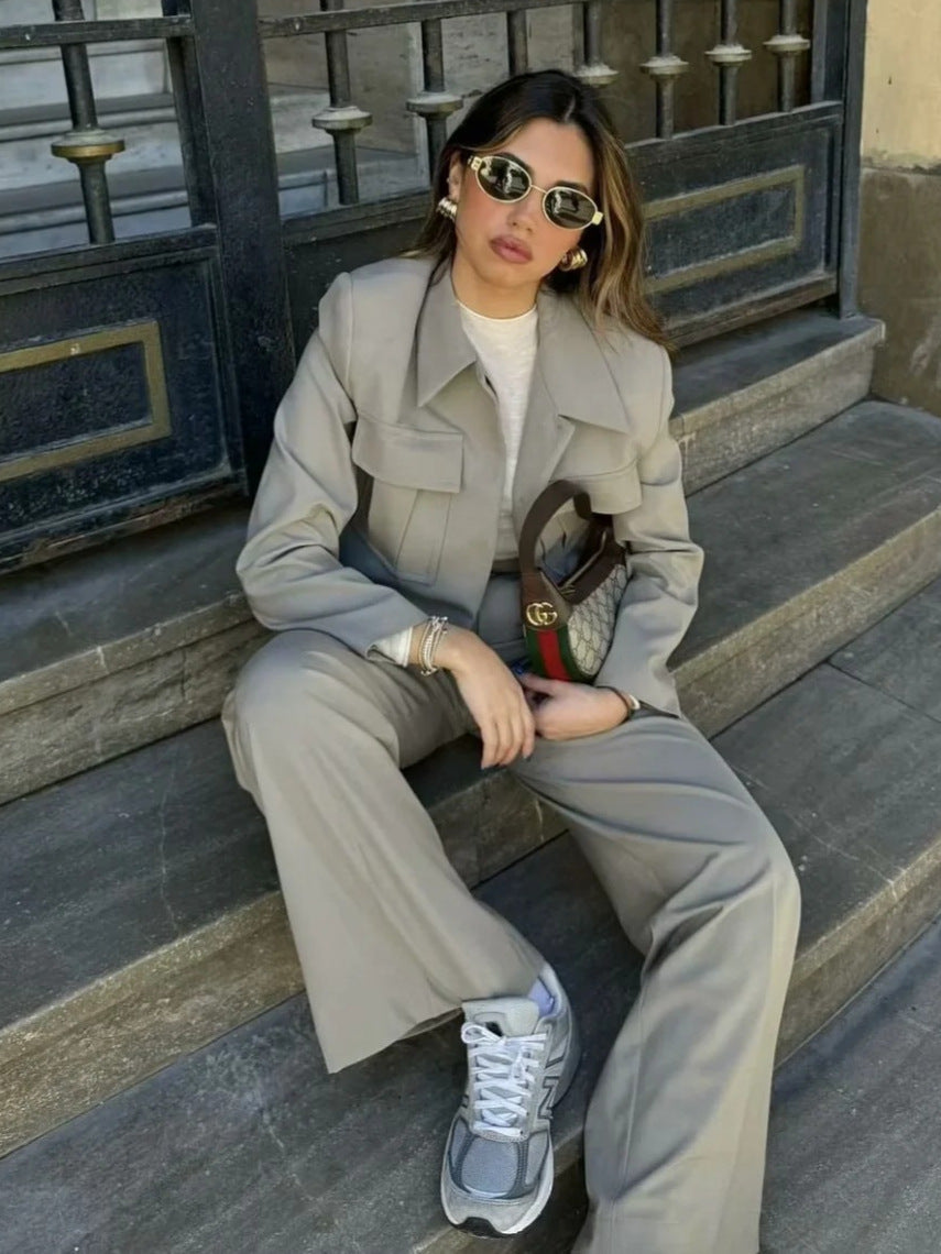 Image of Women's Cropped Jacket Two-Piece Set