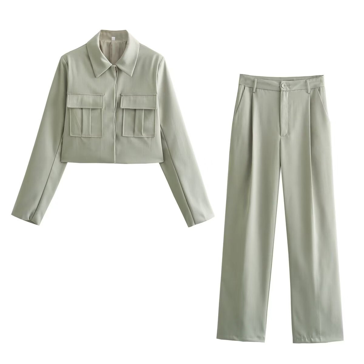 Image of Women's Cropped Jacket Two-Piece Set