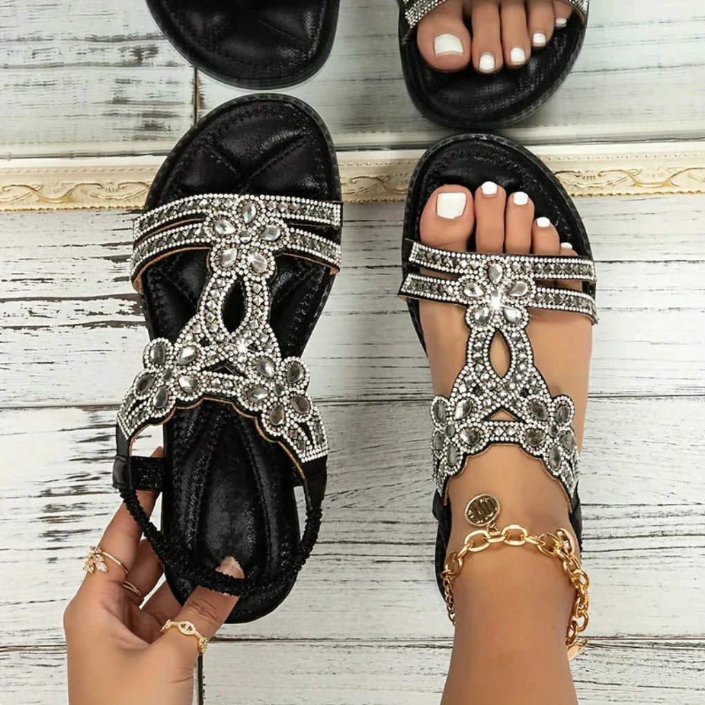 Image of Women's Embellished T-Strap Flat Sandals