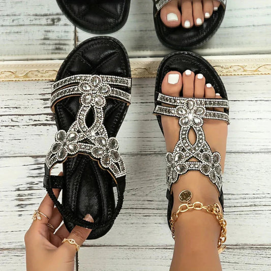 Image of Women's Embellished T-Strap Flat Sandals