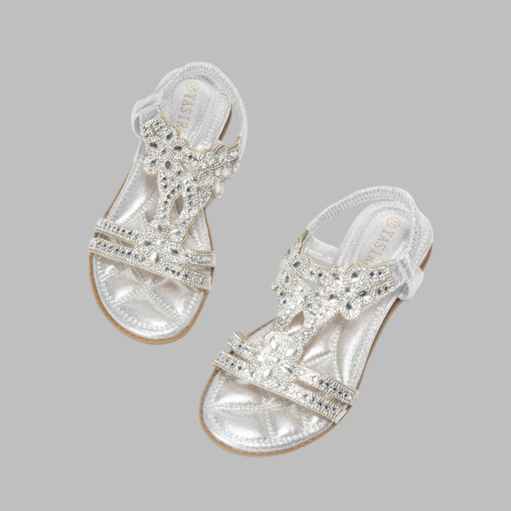Image of Women's Embellished T-Strap Flat Sandals