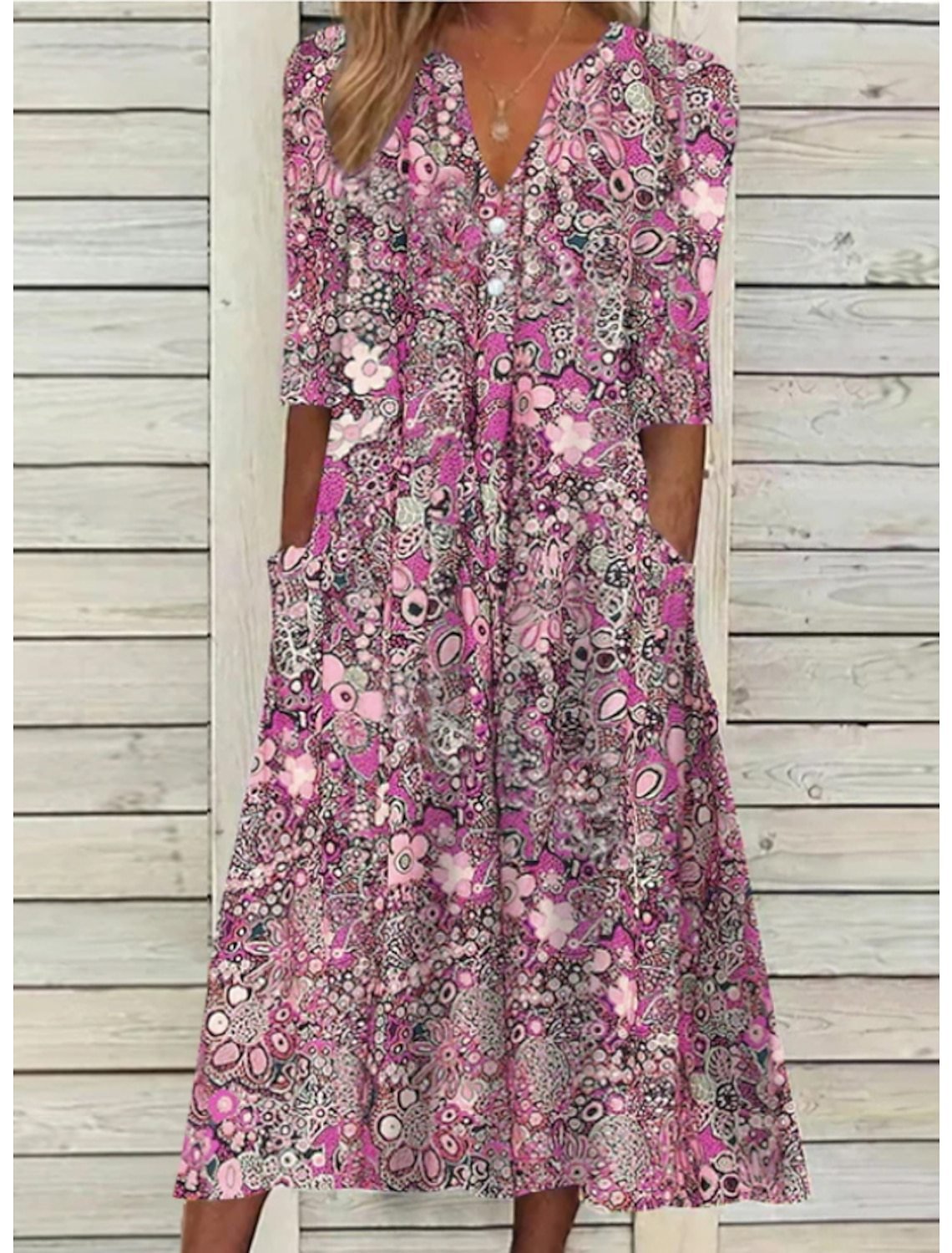 Image of Women's Floral A-Line Midi Dress