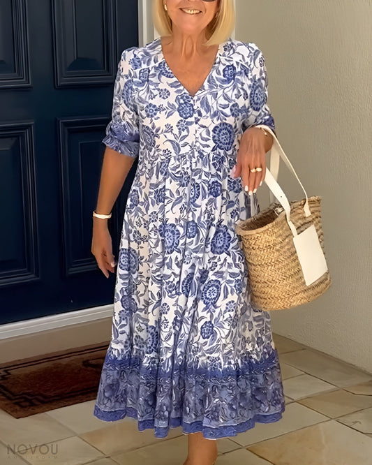 Image of Women's Floral A-Line Midi Dress