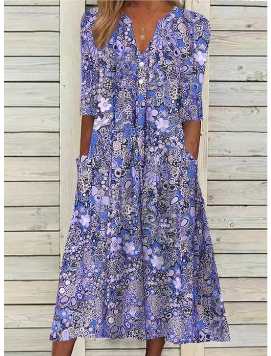 Image of Women's Floral A-Line Midi Dress