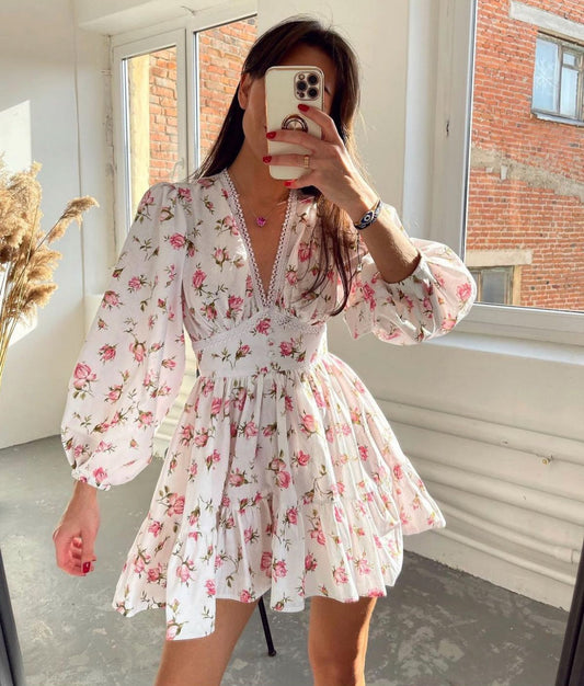 Image of Women's Floral Long Sleeve Mini Dress