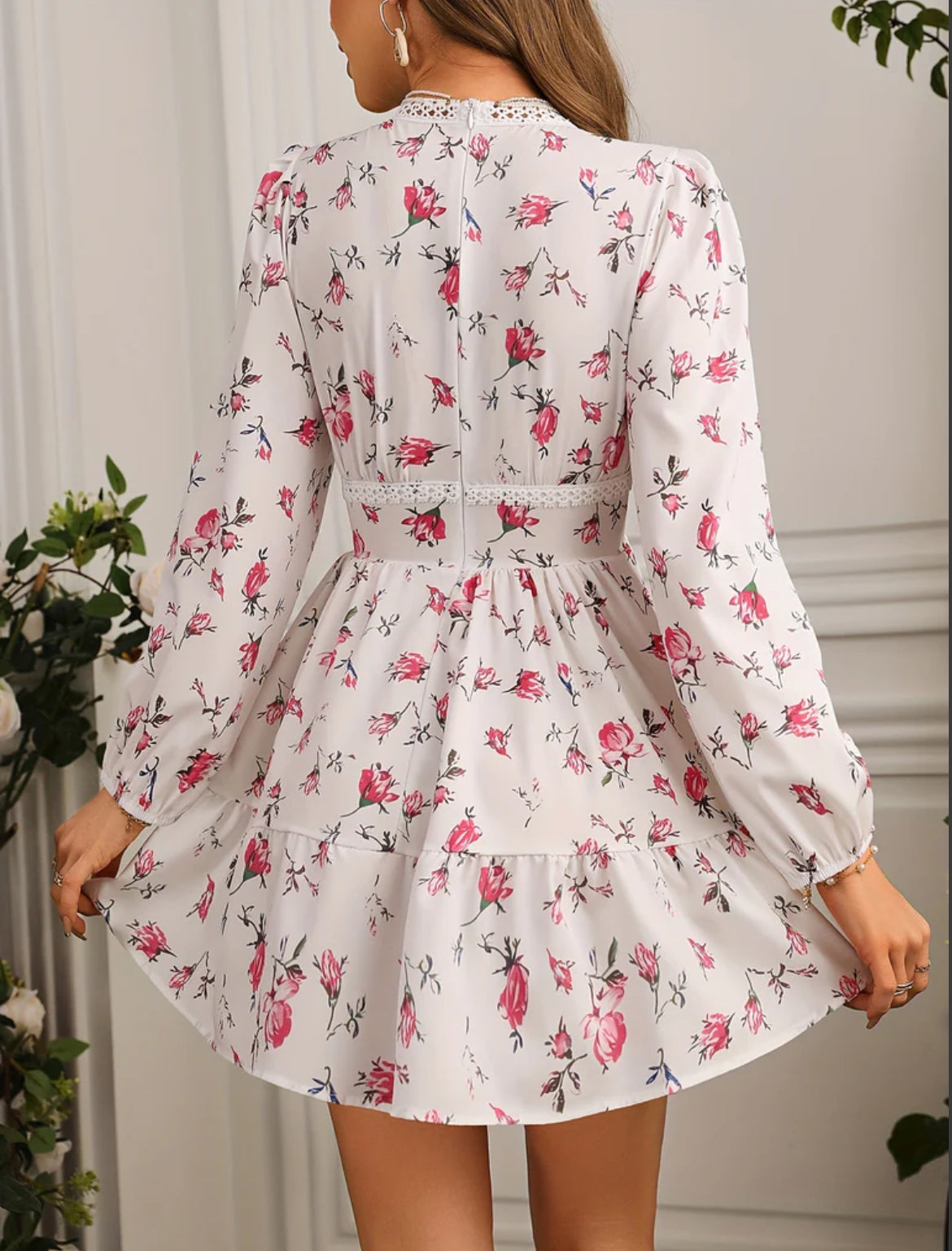 Image of Women's Floral Long Sleeve Mini Dress