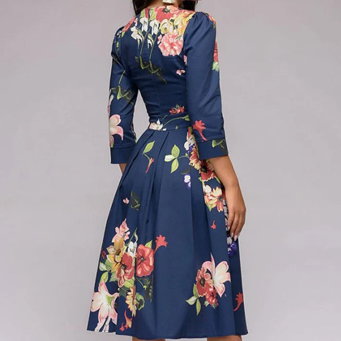 Image of Women's Floral Print A-Line Midi Dress