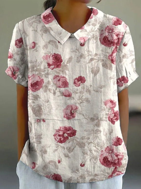 Image of Women's Floral Print Collared Blouse