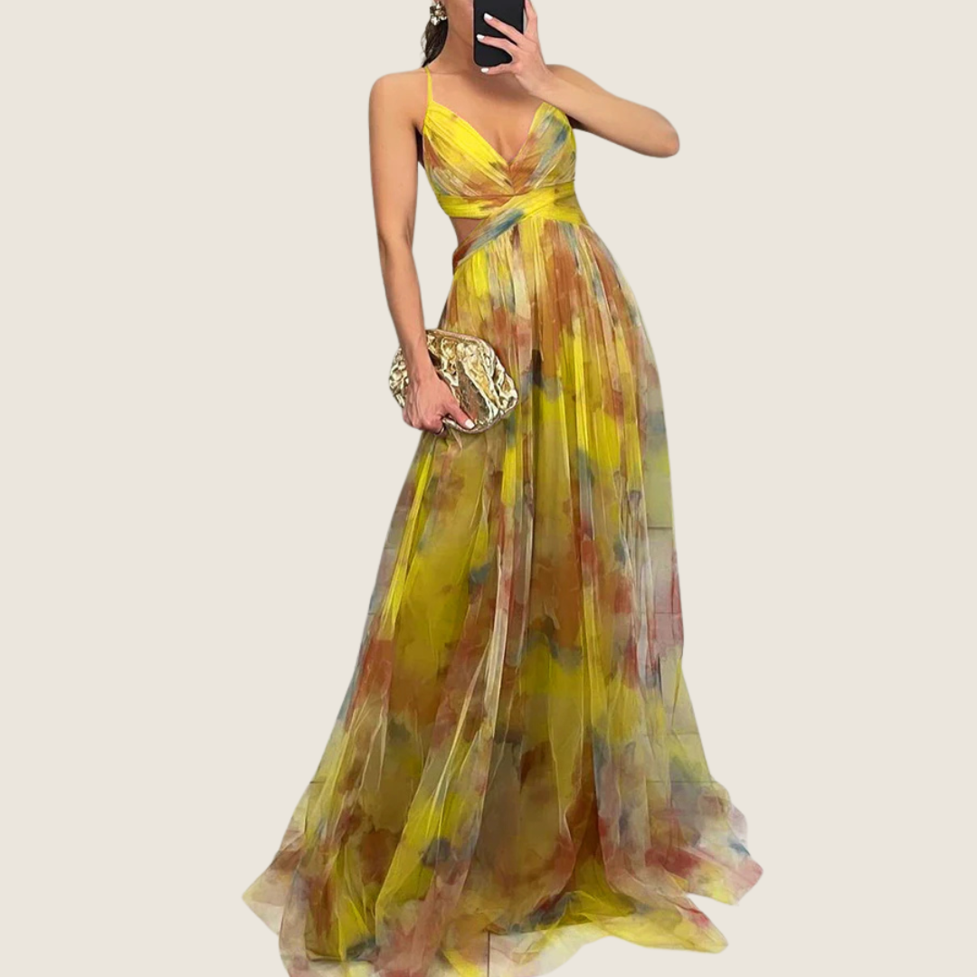 Image of Women's Floral Spaghetti Strap A-Line Maxi Dress