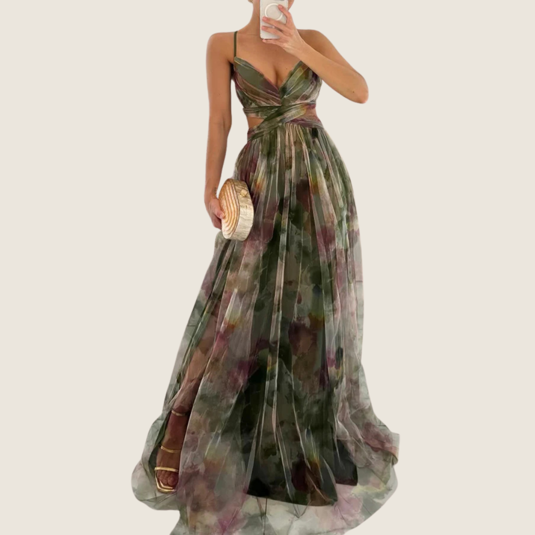 Image of Women's Floral Spaghetti Strap A-Line Maxi Dress