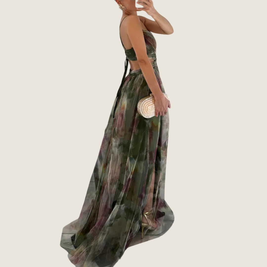 Image of Women's Floral Spaghetti Strap A-Line Maxi Dress