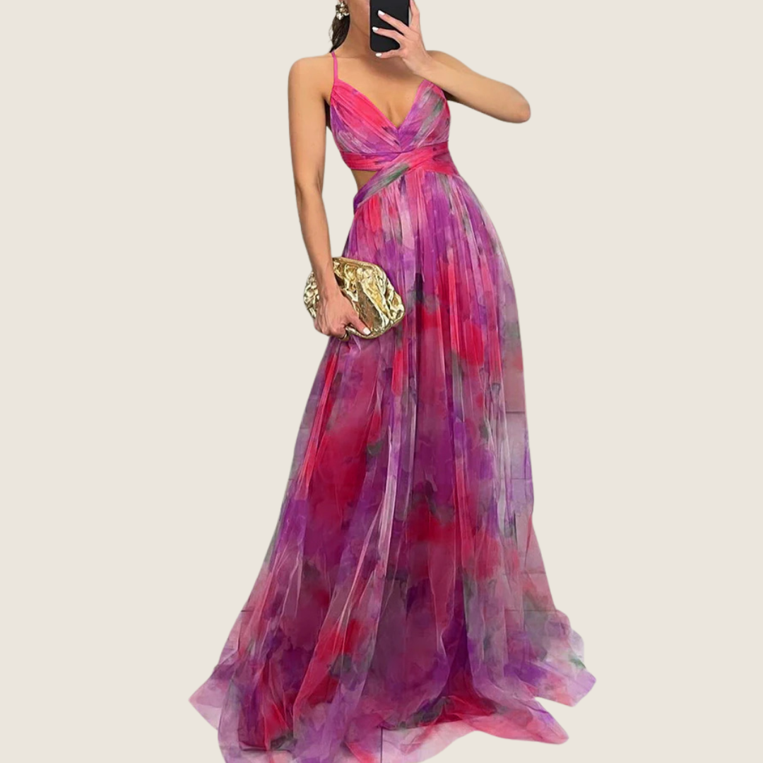 Image of Women's Floral Spaghetti Strap A-Line Maxi Dress