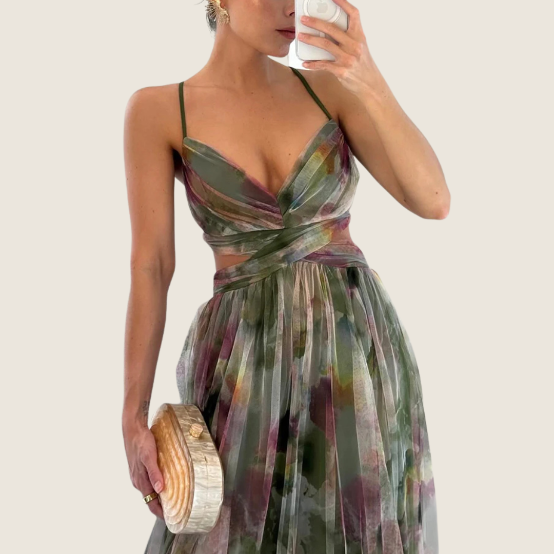 Image of Women's Floral Spaghetti Strap A-Line Maxi Dress