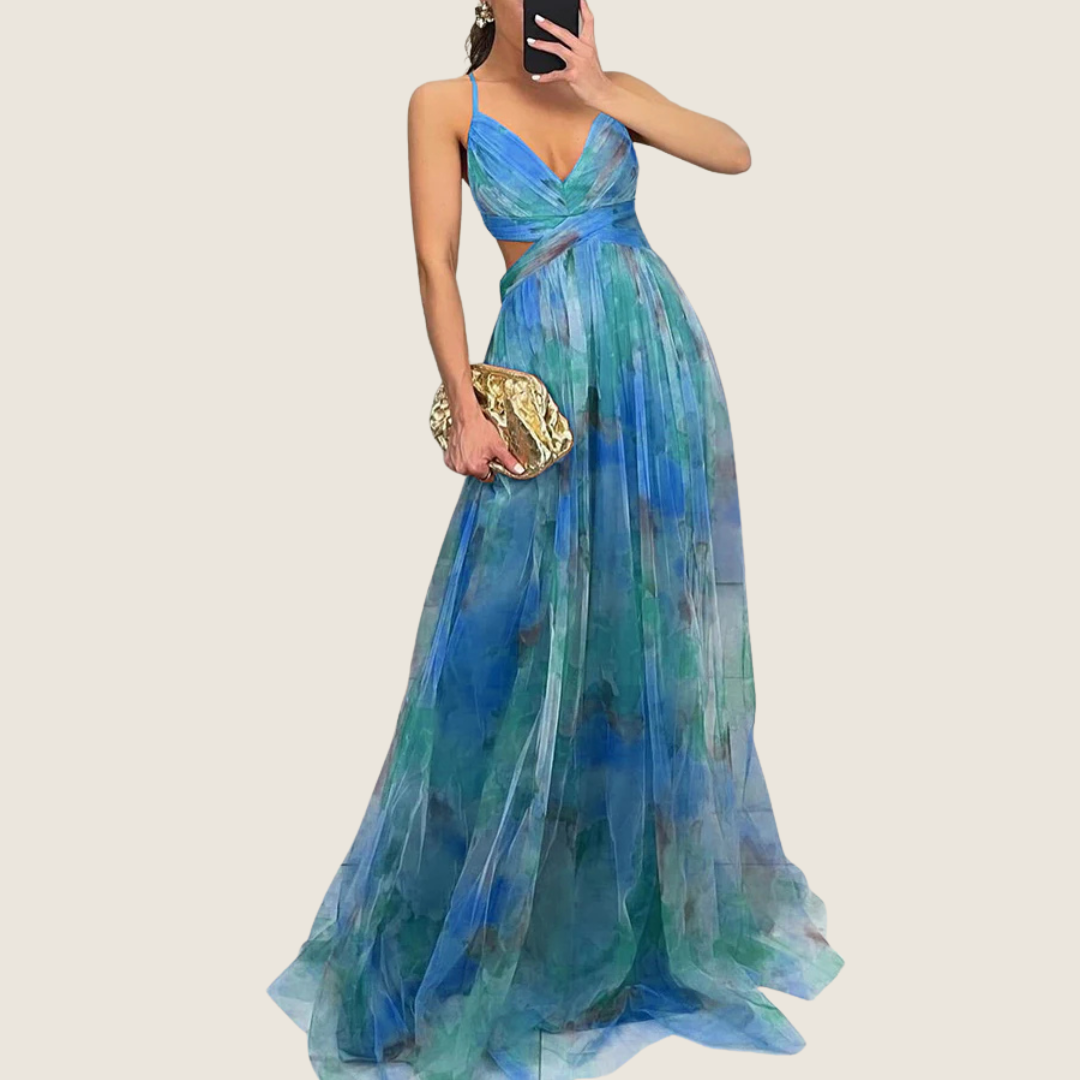 Image of Women's Floral Spaghetti Strap A-Line Maxi Dress