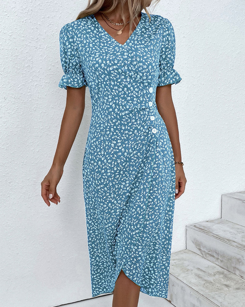 Image of Women's Floral Wrap Midi Dress