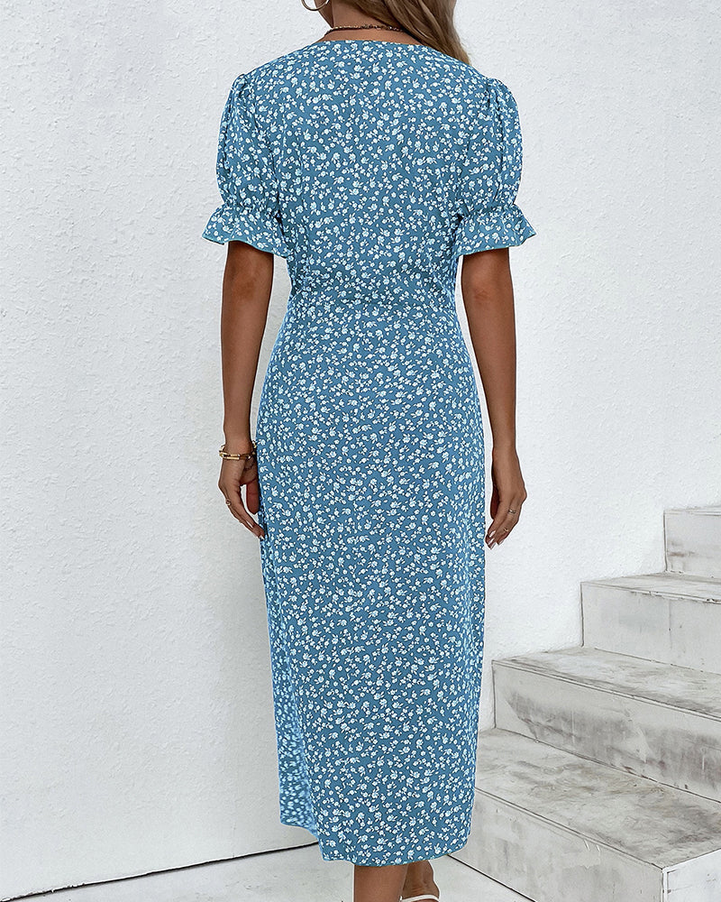 Image of Women's Floral Wrap Midi Dress