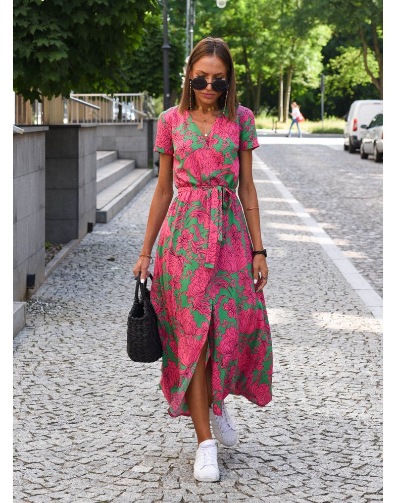 Image of Women's Floral Wrap Midi Dress