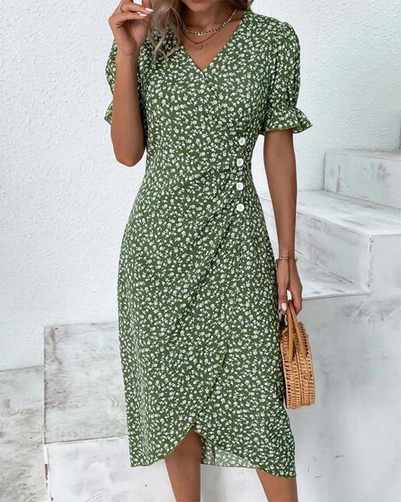 Image of Women's Floral Wrap Midi Dress