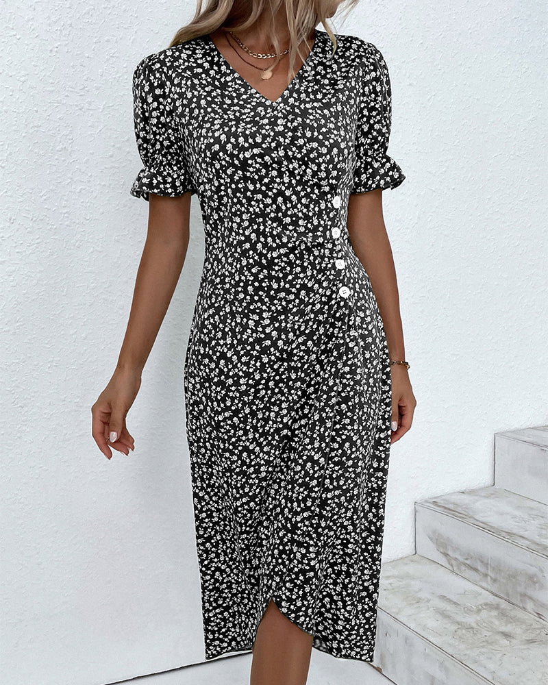 Image of Women's Floral Wrap Midi Dress