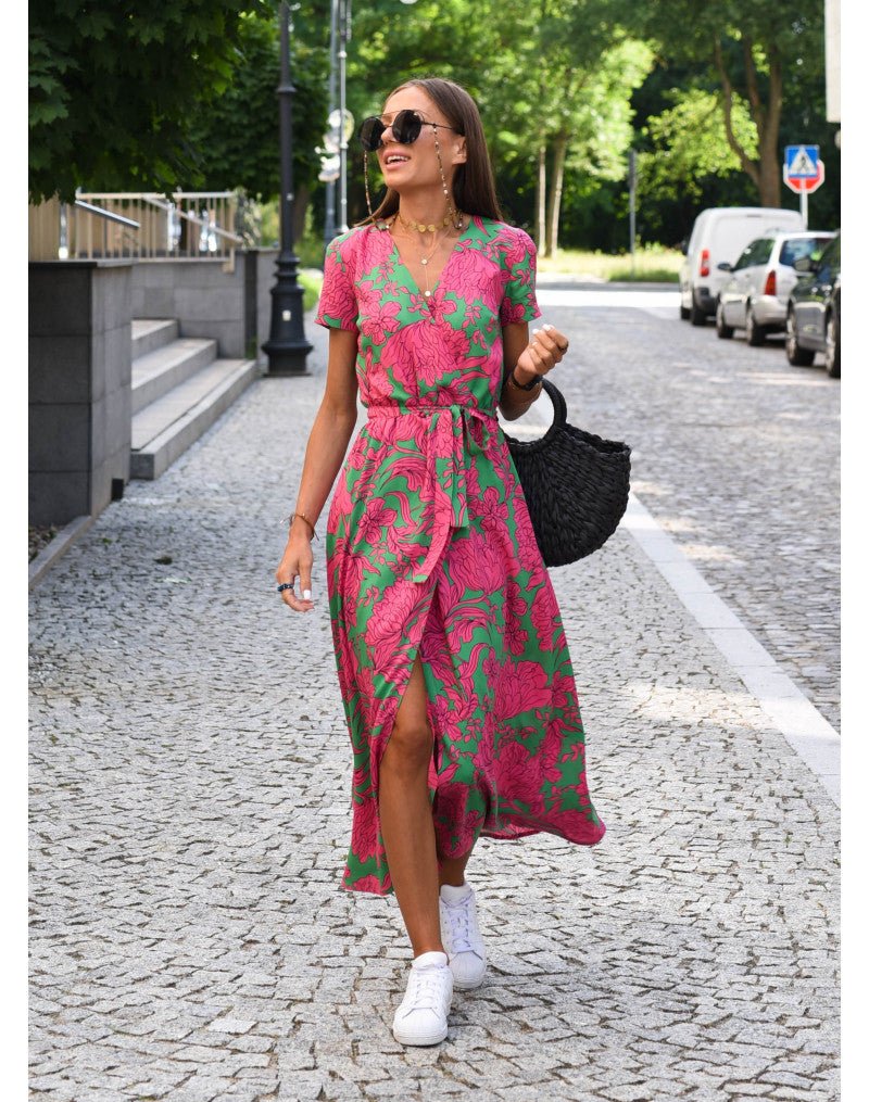 Image of Women's Floral Wrap Midi Dress